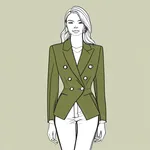 double-breasted cropped olive-green blazer image